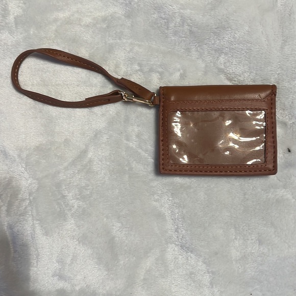 Small Brown Steve Madden Wallet Card Holder w/ Gold Accents & Wristlet Strap - Picture 2 of 4